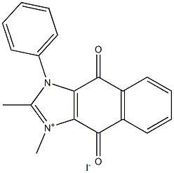 1,2-dimethyl-4,9-dioxo-3-phenyl-4,9-dihydro-3H-naphtho[2,3-d]imidazol-1-ium iodide Struktur