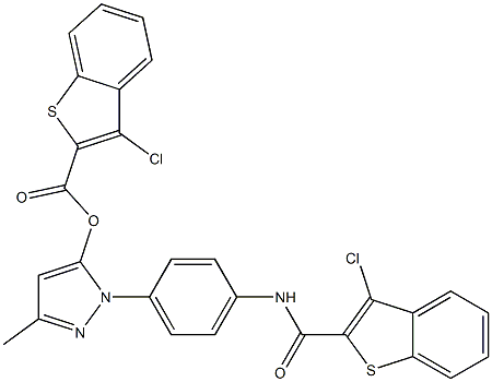 1-(4-{[(3-chlorobenzo[b]thiophen-2-yl)carbonyl]amino}phenyl)-3-methyl-1H-pyrazol-5-yl 3-chlorobenzo[b]thiophene-2-carboxylate Struktur