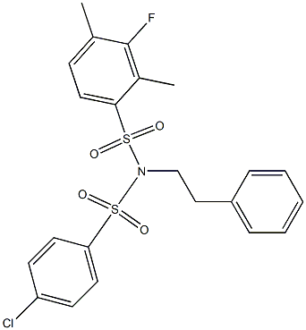 N-[(4-chlorophenyl)sulfonyl]-3-fluoro-2,4-dimethyl-N-phenethylbenzenesulfonamide Struktur