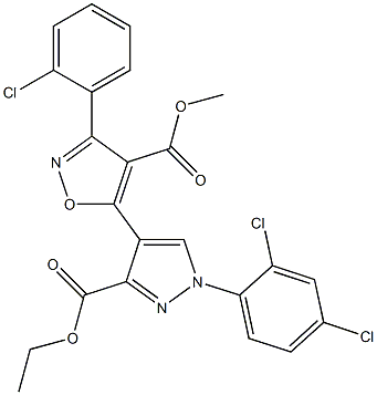 methyl 3-(2-chlorophenyl)-5-[1-(2,4-dichlorophenyl)-3-(ethoxycarbonyl)-1H-pyrazol-4-yl]-4-isoxazolecarboxylate Struktur