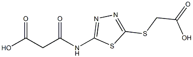 3-({5-[(2-hydroxy-2-oxoethyl)sulfanyl]-1,3,4-thiadiazol-2-yl}amino)-3-oxopropanoic acid Struktur