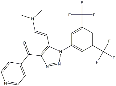 {1-[3,5-bis(trifluoromethyl)phenyl]-5-[(E)-2-(dimethylamino)ethenyl]-1H-1,2,3-triazol-4-yl}(4-pyridinyl)methanone Struktur