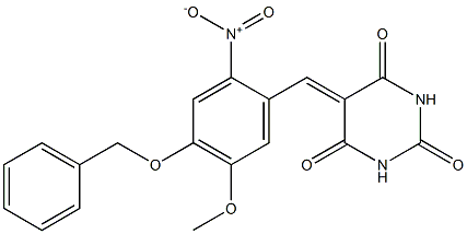 5-[4-(benzyloxy)-5-methoxy-2-nitrobenzylidene]hexahydropyrimidine-2,4,6-trione Struktur