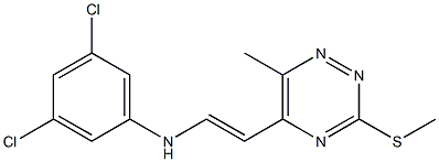 3,5-dichloro-N-{2-[6-methyl-3-(methylsulfanyl)-1,2,4-triazin-5-yl]vinyl}aniline Struktur