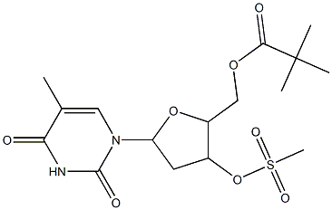 {5-(5-methyl-2,4-dioxo-1,2,3,4-tetrahydropyrimidin-1-yl)-3-[(methylsulfonyl)oxy]tetrahydrofuran-2-yl}methyl pivalate Struktur