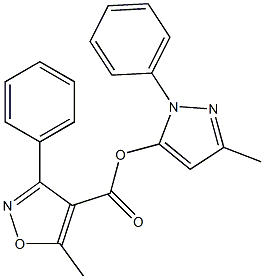 3-methyl-1-phenyl-1H-pyrazol-5-yl 5-methyl-3-phenylisoxazole-4-carboxylate Struktur