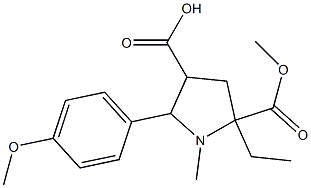 5-ethyl-5-(methoxycarbonyl)-2-(4-methoxyphenyl)-1-methyl-3-pyrrolidinecarboxylic acid Struktur