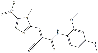 N1-(2,4-dimethoxyphenyl)-2-cyano-3-(1-methyl-5-nitro-1H-imidazol-2-yl)acrylamide Struktur