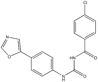 N-(4-chlorobenzoyl)-N'-[4-(1,3-oxazol-5-yl)phenyl]urea Struktur