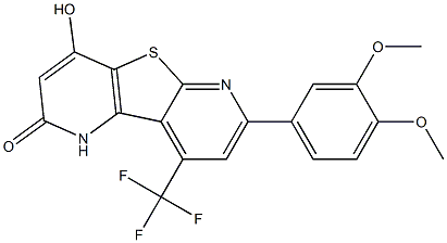 7-(3,4-dimethoxyphenyl)-4-hydroxy-9-(trifluoromethyl)pyrido[2',3':4,5]thieno[2,3-b]pyridin-2(1H)-one Struktur