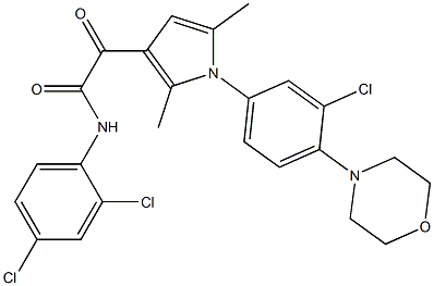 2-[1-(3-chloro-4-morpholinophenyl)-2,5-dimethyl-1H-pyrrol-3-yl]-N-(2,4-dichlorophenyl)-2-oxoacetamide Struktur