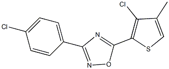 5-(3-chloro-4-methyl-2-thienyl)-3-(4-chlorophenyl)-1,2,4-oxadiazole Struktur