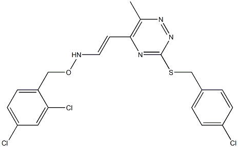 N-(2-{3-[(4-chlorobenzyl)sulfanyl]-6-methyl-1,2,4-triazin-5-yl}vinyl)-O-(2,4-dichlorobenzyl)hydroxylamine Struktur