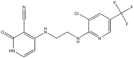 4-[(2-{[3-chloro-5-(trifluoromethyl)-2-pyridinyl]amino}ethyl)amino]-2-oxo-1,2-dihydro-3-pyridinecarbonitrile Struktur