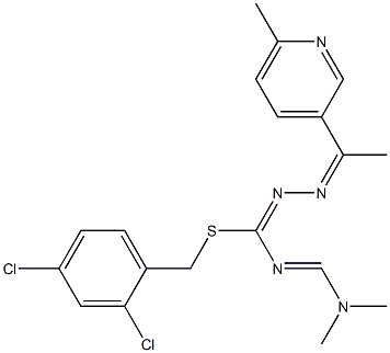 2,4-dichlorobenzyl N-[1-(6-methyl-3-pyridyl)ethylidene]-{[(dimethylamino)methylidene]amino}methanehydrazonothioate Struktur