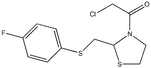 2-chloro-1-(2-{[(4-fluorophenyl)thio]methyl}-1,3-thiazolan-3-yl)ethan-1-one Struktur