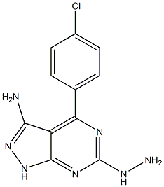 4-(4-chlorophenyl)-6-hydrazino-1H-pyrazolo[3,4-d]pyrimidin-3-amine Struktur