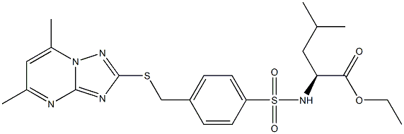 ethyl (2S)-2-{[(4-{[(5,7-dimethyl[1,2,4]triazolo[1,5-a]pyrimidin-2-yl)sulfanyl]methyl}phenyl)sulfonyl]amino}-4-methylpentanoate Struktur