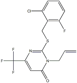 3-allyl-2-[(2-chloro-6-fluorobenzyl)sulfanyl]-6-(trifluoromethyl)-4(3H)-pyrimidinone Struktur