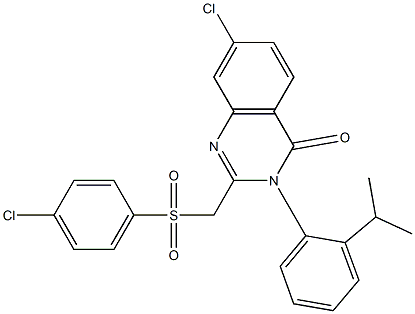 7-chloro-2-{[(4-chlorophenyl)sulfonyl]methyl}-3-(2-isopropylphenyl)-4(3H)-quinazolinone Struktur