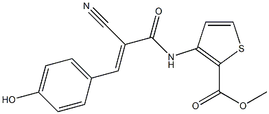 methyl 3-{[2-cyano-3-(4-hydroxyphenyl)acryloyl]amino}thiophene-2-carboxylate Struktur