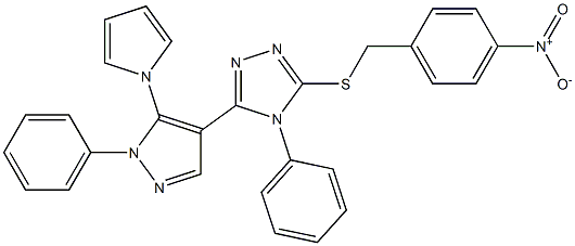 3-[(4-nitrobenzyl)sulfanyl]-4-phenyl-5-[1-phenyl-5-(1H-pyrrol-1-yl)-1H-pyrazol-4-yl]-4H-1,2,4-triazole Struktur