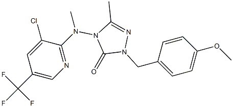 4-[[3-chloro-5-(trifluoromethyl)-2-pyridinyl](methyl)amino]-2-(4-methoxybenzyl)-5-methyl-2,4-dihydro-3H-1,2,4-triazol-3-one Struktur