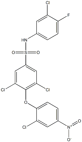 N1-(3-chloro-4-fluorophenyl)-3,5-dichloro-4-(2-chloro-4-nitrophenoxy)benzene-1-sulfonamide Struktur