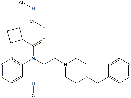 N1-[2-(4-benzylpiperazino)-1-methylethyl]-N1-(2-pyridyl)cyclobutane-1-carboxamide trihydrochloride Struktur