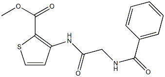 methyl 3-{[2-(benzoylamino)acetyl]amino}-2-thiophenecarboxylate Struktur