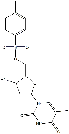 {3-hydroxy-5-[5-methyl-2,4-dioxo-3,4-dihydropyrimidin-1(2H)-yl]tetrahydrofuran-2-yl}methyl 4-methylbenzenesulfonate Struktur