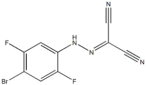 2-[2-(4-bromo-2,5-difluorophenyl)hydrazono]malononitrile Struktur