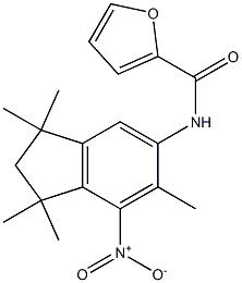 N2-(1,1,3,3,6-pentamethyl-7-nitro-2,3-dihydro-1H-inden-5-yl)-2-furamide Struktur