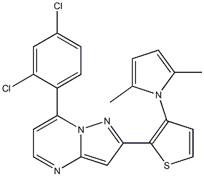 7-(2,4-dichlorophenyl)-2-[3-(2,5-dimethyl-1H-pyrrol-1-yl)-2-thienyl]pyrazolo[1,5-a]pyrimidine Struktur