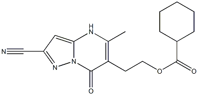 2-(2-cyano-5-methyl-7-oxo-4,7-dihydropyrazolo[1,5-a]pyrimidin-6-yl)ethyl cyclohexanecarboxylate Struktur