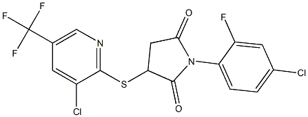 1-(4-chloro-2-fluorophenyl)-3-{[3-chloro-5-(trifluoromethyl)-2-pyridinyl]sulfanyl}dihydro-1H-pyrrole-2,5-dione Struktur