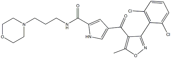 4-{[3-(2,6-dichlorophenyl)-5-methyl-4-isoxazolyl]carbonyl}-N-(3-morpholinopropyl)-1H-pyrrole-2-carboxamide Struktur