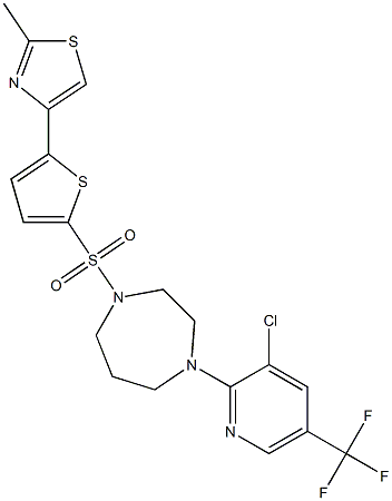 4-[5-({4-[3-chloro-5-(trifluoromethyl)-2-pyridyl]-1,4-diazepan-1-yl}sulfonyl)-2-thienyl]-2-methyl-1,3-thiazole Struktur