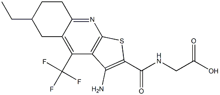 2-({[3-amino-6-ethyl-4-(trifluoromethyl)-5,6,7,8-tetrahydrothieno[2,3-b]quinolin-2-yl]carbonyl}amino)acetic acid Struktur