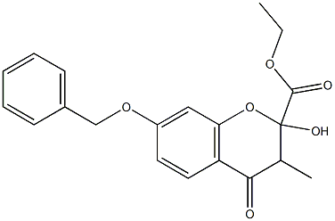 ethyl 7-(benzyloxy)-2-hydroxy-3-methyl-4-oxochromane-2-carboxylate Struktur