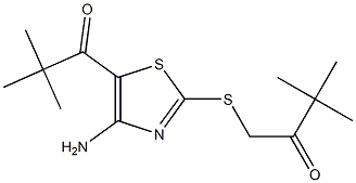 1-{[4-amino-5-(2,2-dimethylpropanoyl)-1,3-thiazol-2-yl]thio}-3,3-dimethylbutan-2-one Struktur