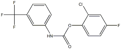 2-chloro-4-fluorophenyl N-[3-(trifluoromethyl)phenyl]carbamate Struktur