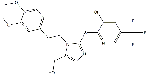 [2-{[3-chloro-5-(trifluoromethyl)-2-pyridinyl]sulfanyl}-1-(3,4-dimethoxyphenethyl)-1H-imidazol-5-yl]methanol Struktur