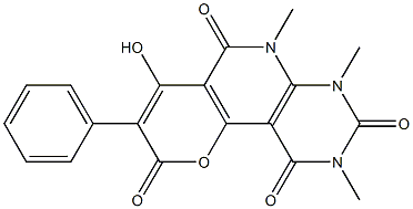 4-hydroxy-6,7,9-trimethyl-3-phenyl-5,6,7,8,9,10-hexahydro-2H-pyrano[2',3':4,5]pyrido[2,3-d]pyrimidine-2,5,8,10-tetraone Struktur