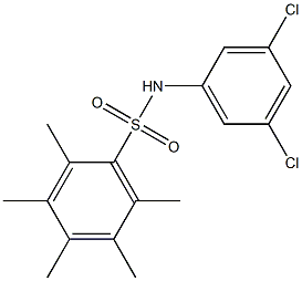 N1-(3,5-dichlorophenyl)-2,3,4,5,6-pentamethylbenzene-1-sulfonamide Struktur