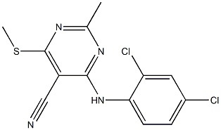 4-(2,4-dichloroanilino)-2-methyl-6-(methylthio)pyrimidine-5-carbonitrile Struktur