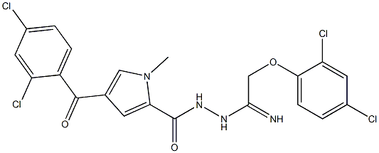 4-(2,4-dichlorobenzoyl)-N'-[2-(2,4-dichlorophenoxy)ethanimidoyl]-1-methyl-1H-pyrrole-2-carbohydrazide Struktur