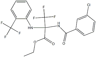 ethyl 2-[(3-chlorobenzoyl)amino]-3,3,3-trifluoro-2-[2-(trifluoromethyl)anilino]propanoate Struktur