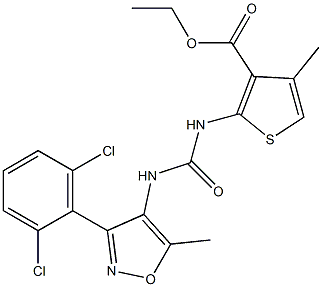 ethyl 2-[({[3-(2,6-dichlorophenyl)-5-methylisoxazol-4-yl]amino}carbonyl)amino]-4-methylthiophene-3-carboxylate Struktur