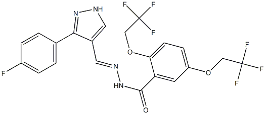 N'-{(E)-[3-(4-fluorophenyl)-1H-pyrazol-4-yl]methylidene}-2,5-bis(2,2,2-trifluoroethoxy)benzenecarbohydrazide Struktur